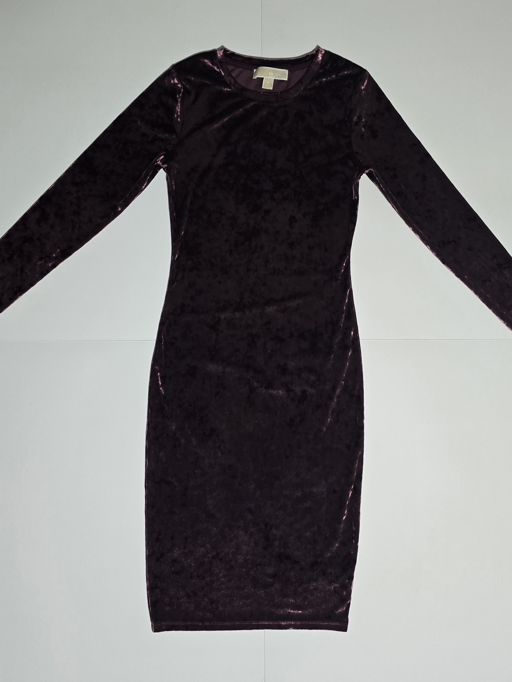 Michael Kors Velvet Long-Sleeve Bodycon Dress - Plum